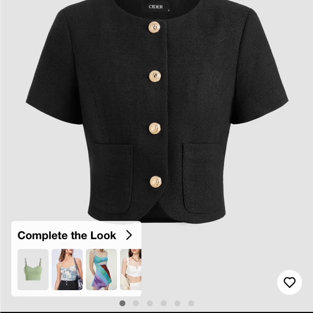 Cider Black Tweed Button Blouse